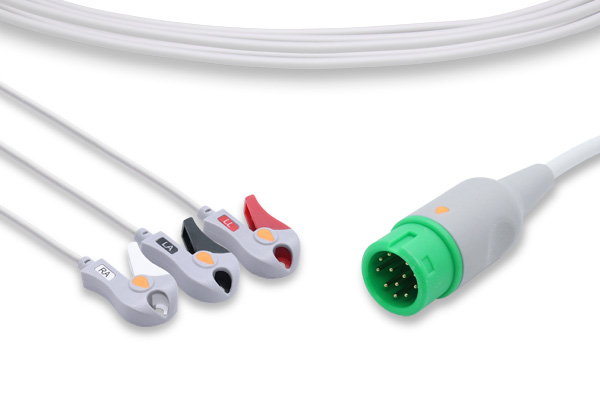 Comen Compatible Direct-Connect ECG Cable 3 Leads Pinch/Grabber - 10289