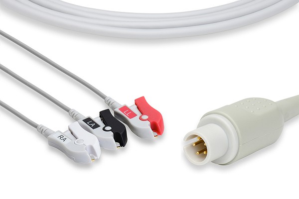 Mortara > Burdick Compatible Direct-Connect ECG Cable 3 Leads Pinch/Grabber - RM-ECG-1302