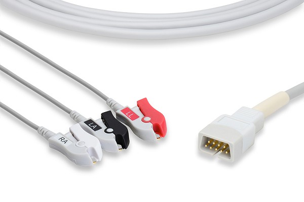 MEK Compatible Direct-Connect ECG Cable 3 Leads Pinch/Grabber - RM-ECG-1308