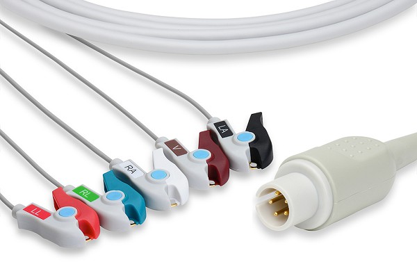 Mortara > Burdick Compatible Direct-Connect ECG Cable 5 Leads Pinch/Grabber - RM-ECG-1383