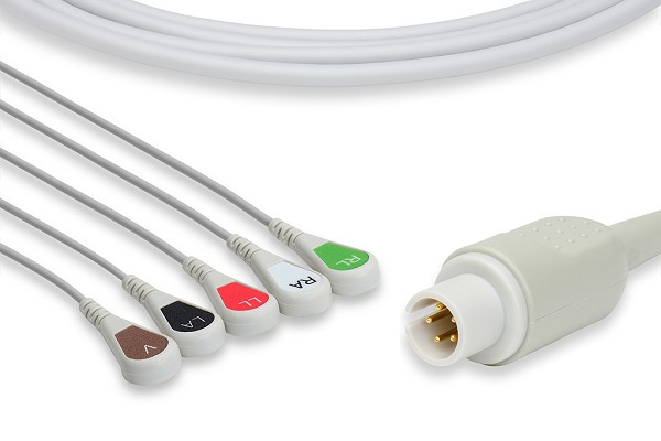 Mortara > Burdick Compatible Direct-Connect ECG Cable 5 Leads Snap - RM-ECG-1384