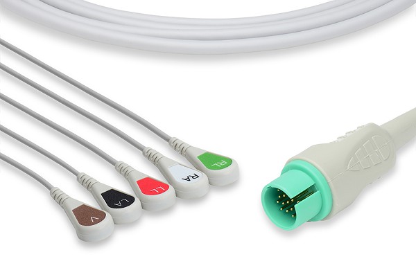 Spacelabs Compatible Direct-Connect ECG Cable 5 Leads Snap - CB-72596R