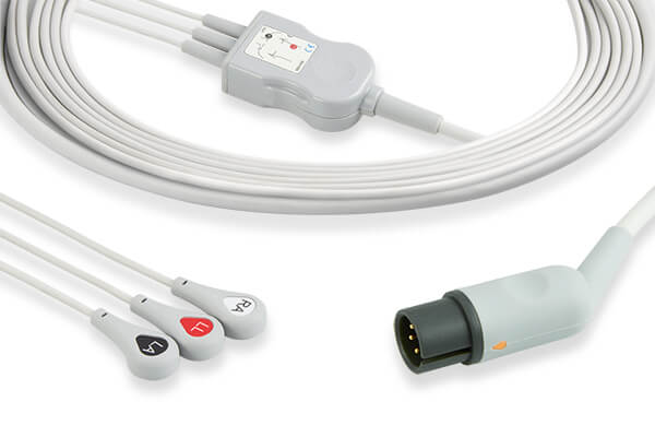 Zoll Compatible Direct-Connect ECG Cable 3 Leads Snap - RM-ECG-1282