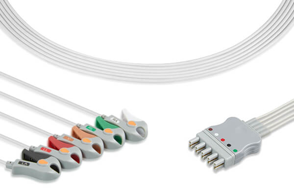 Philips Compatible ECG Leadwire 5 Leads Pinch/Grabber (Grouped) - 10212