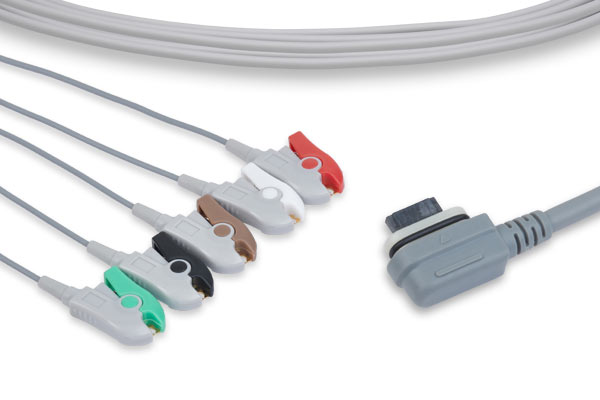 GE Healthcare Compatible ECG Telemetry Leadwire 5 Leads Pinch/Grabber - RM-ECG-1447