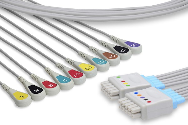 GE Healthcare - Marquette Compatible EKG Leadwire 10 Leads Snap-RM-EKG-2174